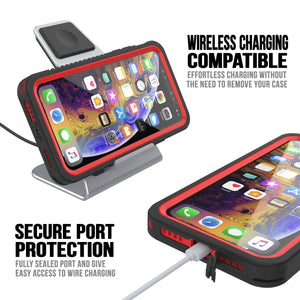 iPhone 12  Waterproof Case, Punkcase [Extreme Series] Armor Cover W/ Built In Screen Protector [Red]