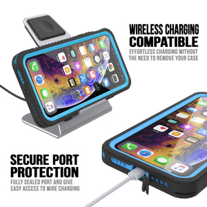 iPhone 12 Pro Waterproof Case, Punkcase [Extreme Series] Armor Cover W/ Built In Screen Protector [Light Blue]