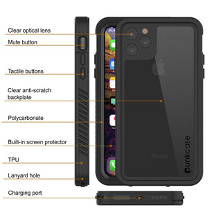 iPhone 12 Mini Waterproof Case, Punkcase [Extreme Series] Armor Cover W/ Built In Screen Protector [Black]