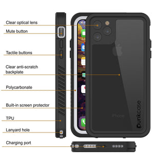 iPhone 12 Pro Waterproof Case, Punkcase [Extreme Series] Armor Cover W/ Built In Screen Protector [White]