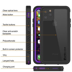 iPhone 12  Waterproof Case, Punkcase [Extreme Series] Armor Cover W/ Built In Screen Protector [Purple]