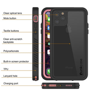 iPhone 12  Waterproof Case, Punkcase [Extreme Series] Armor Cover W/ Built In Screen Protector [Pink]