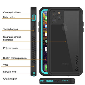 iPhone 12 Mini Waterproof Case, Punkcase [Extreme Series] Armor Cover W/ Built In Screen Protector [Teal]