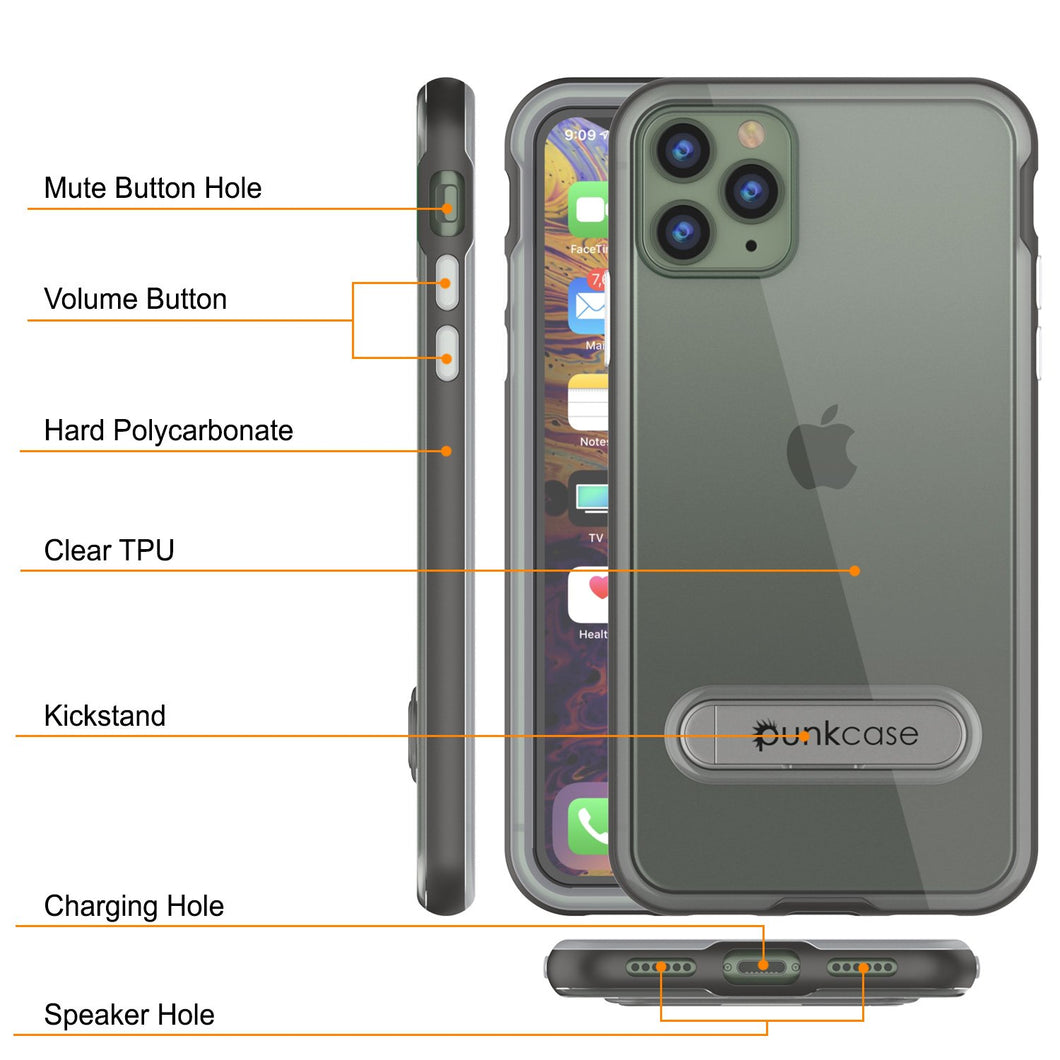 iPhone 11 Pro Max Case, PUNKcase [LUCID 3.0 Series] [Slim Fit] Armor Cover w/ Integrated Screen Protector [Grey]