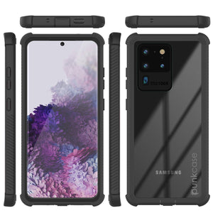 PunkCase Galaxy S20 Ultra Case, [Spartan Series] Clear Rugged Heavy Duty Cover W/Built in Screen Protector [Black]