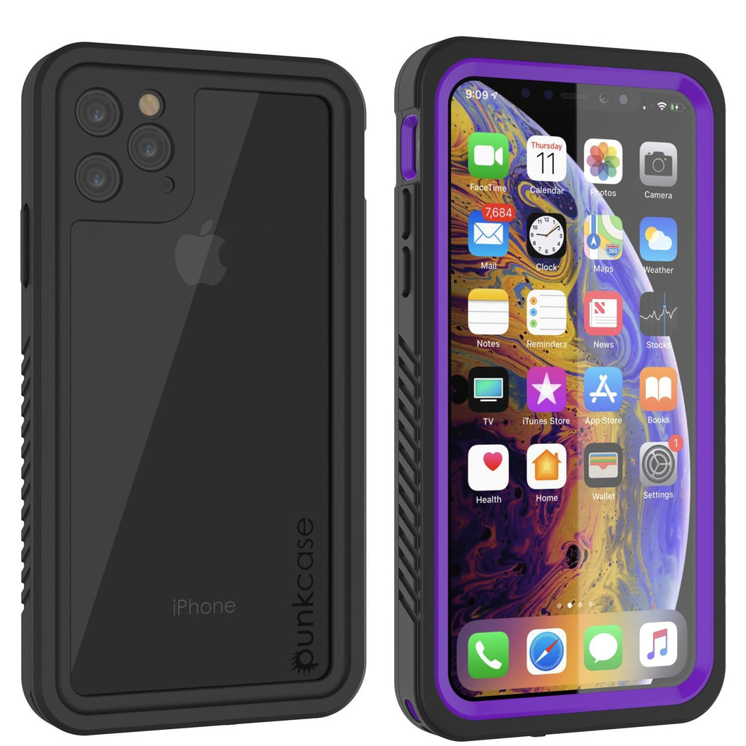 iPhone 12  Waterproof Case, Punkcase [Extreme Series] Armor Cover W/ Built In Screen Protector [Purple]