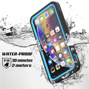 iPhone 12  Waterproof Case, Punkcase [Extreme Series] Armor Cover W/ Built In Screen Protector [Light Blue]