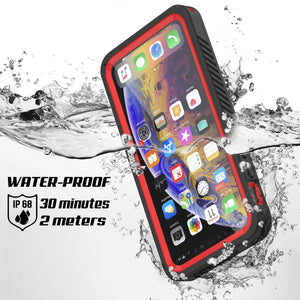 iPhone 12 Pro Waterproof Case, Punkcase [Extreme Series] Armor Cover W/ Built In Screen Protector [Red]
