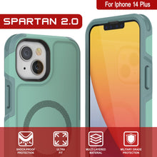 Load image into Gallery viewer, PunkCase iPhone 14 Plus Case, [Spartan 2.0 Series] Clear Rugged Heavy Duty Cover W/Built in Screen Protector [Teal]
