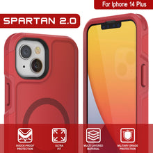 Load image into Gallery viewer, PunkCase iPhone 14 Plus Case, [Spartan 2.0 Series] Clear Rugged Heavy Duty Cover W/Built in Screen Protector [Red]
