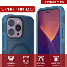 Load image into Gallery viewer, PunkCase iPhone 14 Pro Case, [Spartan 2.0 Series] Clear Rugged Heavy Duty Cover W/Built in Screen Protector [Navy]
