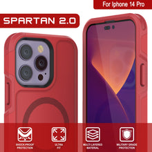 Load image into Gallery viewer, PunkCase iPhone 14 Pro Case, [Spartan 2.0 Series] Clear Rugged Heavy Duty Cover W/Built in Screen Protector [Red]
