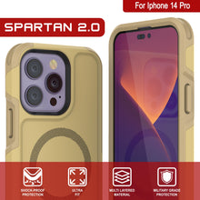 Load image into Gallery viewer, PunkCase iPhone 14 Pro Case, [Spartan 2.0 Series] Clear Rugged Heavy Duty Cover W/Built in Screen Protector [Yellow]
