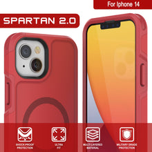 Load image into Gallery viewer, PunkCase iPhone 14 Case, [Spartan 2.0 Series] Clear Rugged Heavy Duty Cover W/Built in Screen Protector [Red]
