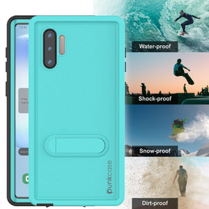 PunkCase Galaxy Note 10 Waterproof Case, [KickStud Series] Armor Cover [Teal]