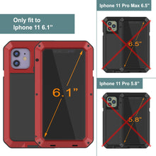 Load image into Gallery viewer, iPhone 11 Metal Case, Heavy Duty Military Grade Armor Cover [shock proof] Full Body Hard [Red]
