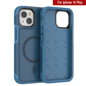 PunkCase iPhone 14 Plus Case, [Spartan 2.0 Series] Clear Rugged Heavy Duty Cover W/Built in Screen Protector [Navy]