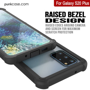 PunkCase Galaxy S20+ Plus Case, [Spartan Series] Clear Rugged Heavy Duty Cover W/Built in Screen Protector [Black]