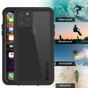 iPhone 12  Waterproof Case, Punkcase [Extreme Series] Armor Cover W/ Built In Screen Protector [Black]