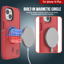 Load image into Gallery viewer, PunkCase iPhone 14 Plus Case, [Spartan 2.0 Series] Clear Rugged Heavy Duty Cover W/Built in Screen Protector [Red]
