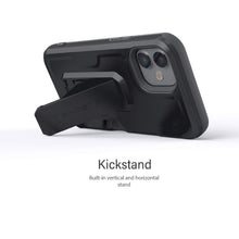 Load image into Gallery viewer, iPhone 12 Mini  - IRON ARMOR Belt Clip Holster Case with Stand and Card Holder [Matte Black]
