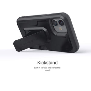 iPhone 12 Mini  - IRON ARMOR Belt Clip Holster Case with Stand and Card Holder [Matte Black]