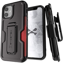 Load image into Gallery viewer, iPhone 12 Mini  - IRON ARMOR Belt Clip Holster Case with Stand and Card Holder [Matte Black]
