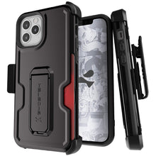 Load image into Gallery viewer, iPhone 12 Pro  - IRON ARMOR Belt Clip Holster Case with Stand and Card Holder [Matte Black]
