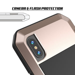 iPhone XS Max Metal Case, Heavy Duty Military Grade Armor Cover [shock proof] Full Body Hard [Gold]