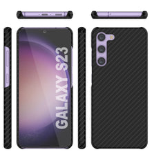 Load image into Gallery viewer, Galaxy S23 Case, Punkcase CarbonShield, Heavy Duty &amp; Ultra Thin 2 Piece Dual Layer PU Leather Black Cover (Carbon Fiber Style)
