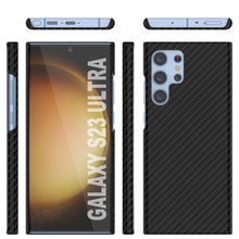 Load image into Gallery viewer, Galaxy S23 Ultra Case, Punkcase CarbonShield, Heavy Duty &amp; Ultra Thin 2 Piece Dual Layer PU Leather Jet Black Cover (Carbon Fiber Style)
