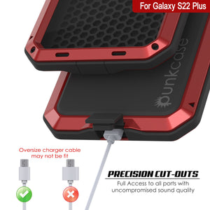 Galaxy S22+ Plus Metal Case, Heavy Duty Military Grade Rugged Armor Cover [Red]