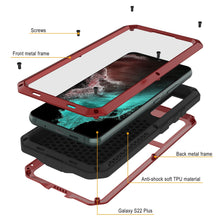 Load image into Gallery viewer, Galaxy S22+ Plus Metal Case, Heavy Duty Military Grade Rugged Armor Cover [Red]

