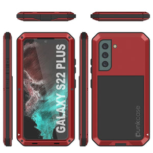 Galaxy S22+ Plus Metal Case, Heavy Duty Military Grade Rugged Armor Cover [Red]