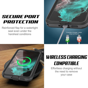 Galaxy S22+ Plus Waterproof Case PunkCase Ultimato Black Thin 6.6ft Underwater IP68 Shock/Snow Proof [Black]