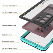 Load image into Gallery viewer, Galaxy S22 Ultra Waterproof Case PunkCase Ultimato Teal Thin 6.6ft Underwater IP68 Shock/Snow Proof [Teal]
