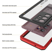 Load image into Gallery viewer, Galaxy S22 Ultra Waterproof Case PunkCase Ultimato Red Thin 6.6ft Underwater IP68 Shock/Snow Proof [Red]
