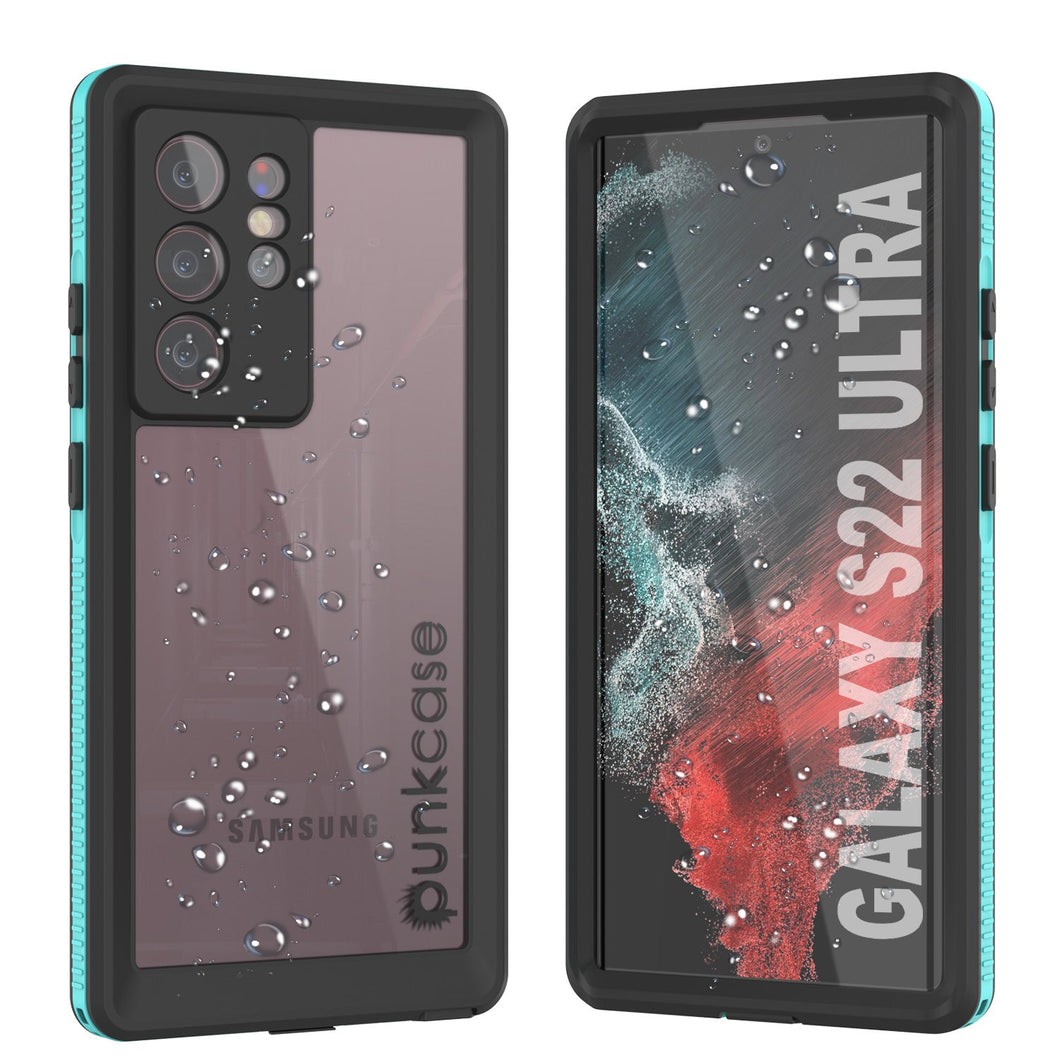 Galaxy S22 Ultra Waterproof Case PunkCase Ultimato Teal Thin 6.6ft Underwater IP68 Shock/Snow Proof [Teal]