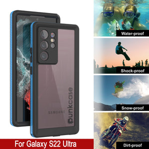 Galaxy S22 Ultra Waterproof Case PunkCase Ultimato Light Blue Thin 6.6ft Underwater IP68 ShockProof [Blue]