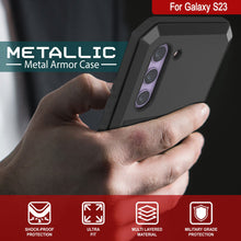 Load image into Gallery viewer, Galaxy S23 Metal Case, Heavy Duty Military Grade Armor Cover [shock proof] Full Body Hard [Black]
