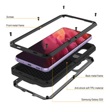 Load image into Gallery viewer, Galaxy S23 Metal Case, Heavy Duty Military Grade Armor Cover [shock proof] Full Body Hard [Black]
