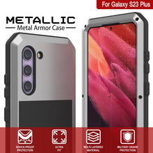 Load image into Gallery viewer, Galaxy S23+ Plus Metal Case, Heavy Duty Military Grade Armor Cover [shock proof] Full Body Hard [Silver]
