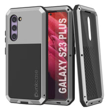 Load image into Gallery viewer, Galaxy S23+ Plus Metal Case, Heavy Duty Military Grade Armor Cover [shock proof] Full Body Hard [Silver]
