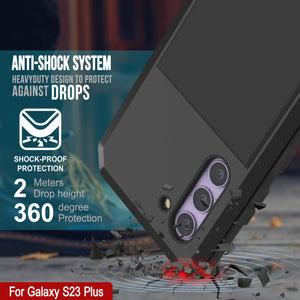 Galaxy S23+ Plus Metal Case, Heavy Duty Military Grade Armor Cover [shock proof] Full Body Hard [Black]