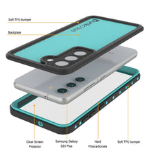 Load image into Gallery viewer, Galaxy S23+ Plus Waterproof Case PunkCase StudStar Teal Thin 6.6ft Underwater IP68 Shock/Snow Proof
