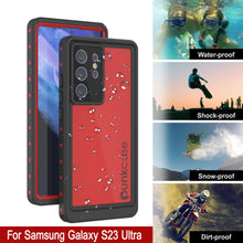 Load image into Gallery viewer, Galaxy S24 Ultra Waterproof Case PunkCase StudStar Red Thin 6.6ft Underwater IP68 Shock/Snow Proof
