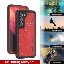 Load image into Gallery viewer, Galaxy S23 Waterproof Case PunkCase StudStar Red Thin 6.6ft Underwater IP68 Shock/Snow Proof
