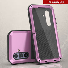 Load image into Gallery viewer, Galaxy S24 Metal Case, Heavy Duty Military Grade Armor Cover [shock proof] Full Body Hard [Pink]

