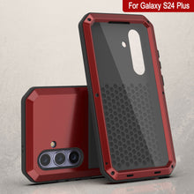 Load image into Gallery viewer, Galaxy S24 Plus Metal Case, Heavy Duty Military Grade Armor Cover [shock proof] Full Body Hard [Red]
