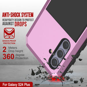 Galaxy S24 Plus Metal Case, Heavy Duty Military Grade Armor Cover [shock proof] Full Body Hard [Pink]